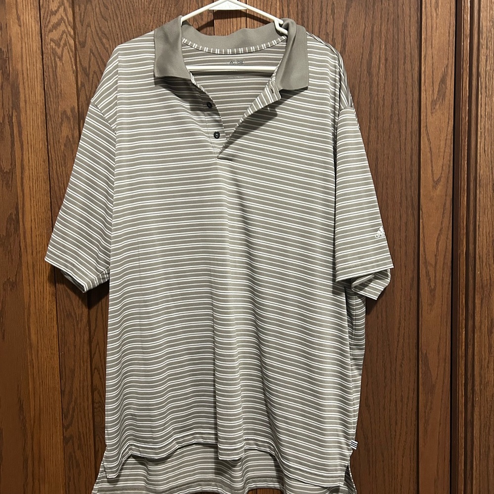 Gray Striped Adidas Men's Polo Shirt